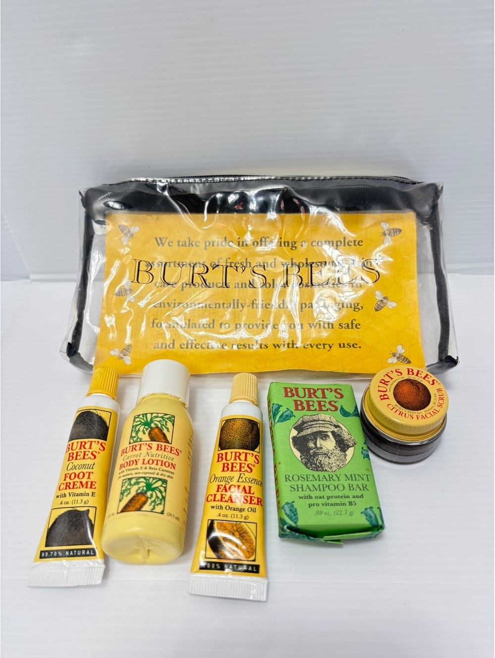 Burt's Bees Mini Skincare Set with Foot Creme, Body Lotion, Facial Cleanser*READ